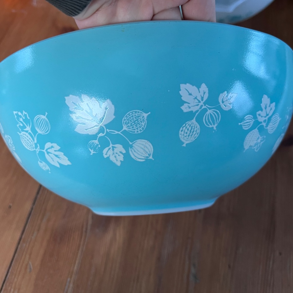 Pyrex Gooseberry TURQUOISE cinderella mixing bowls RARE set of 4 - Picture 10 of 13
